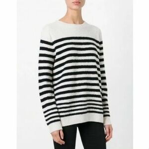 Vince Cream Striped Wool Breton Crewneck Sweater Size XS